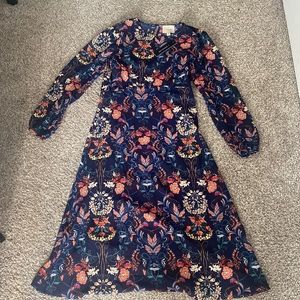 Lulu’s Garden Splendor Navy Blue Floral Print Dress